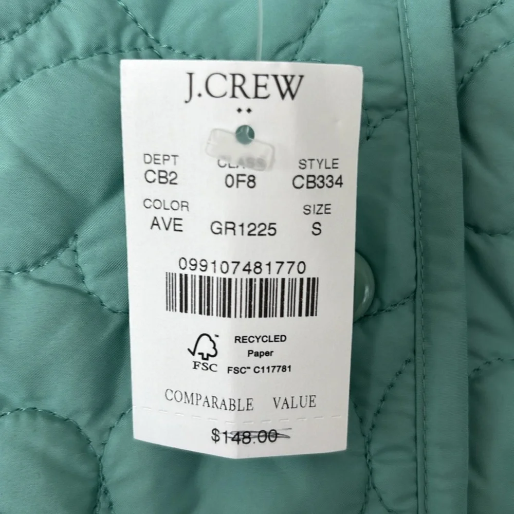 J.Crew Aventurine Lightweight Quilted Heart Puffer Jacket - Picture 5 of 6